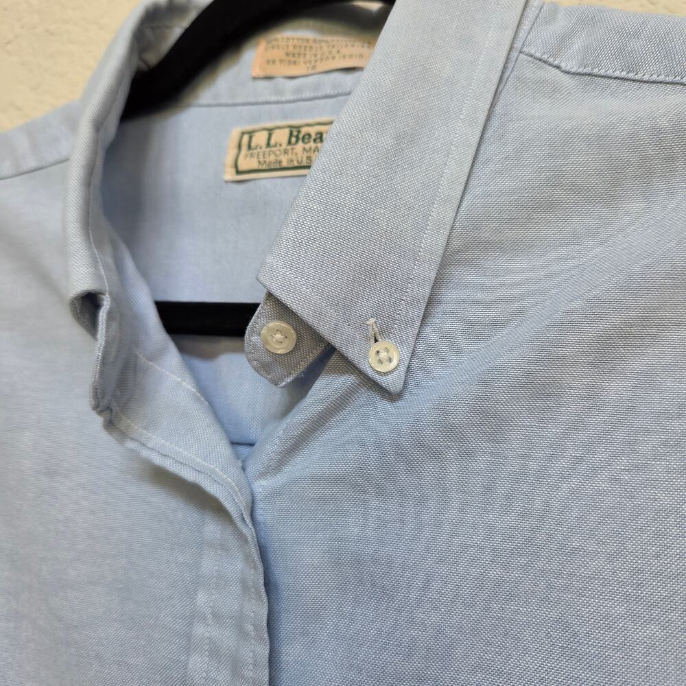 L.L. Bean Vintage Oxford Shirt Womens Large Blue Button Down Preppy 80s 90s USA - Picture 5 of 10